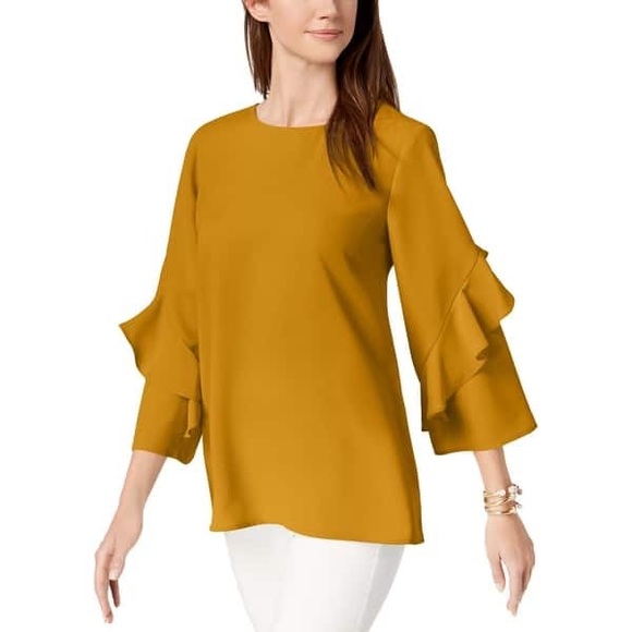 Alfani Ruffled-Sleeve Zip-Back Top - Picture 2 of 12